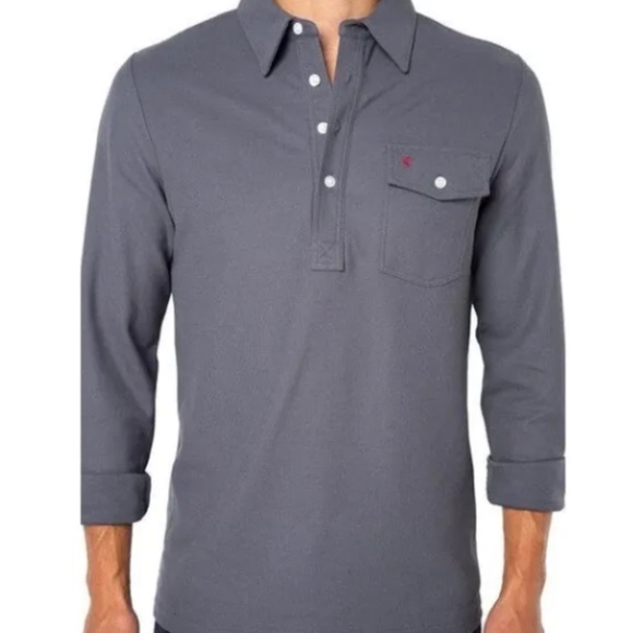 Criquet Other - Criquet Men's Long Sleeve Pique Polo Shirt Pima Cotton Large Gray L golf 125$